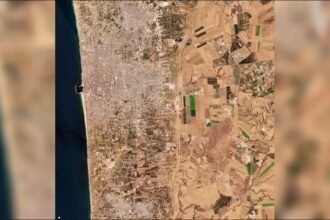 صورة فضائية للمنطقة العازلة المحتملة في شمال غزة