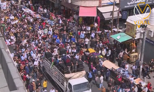 تظاهرات في الأردن تنديدًا بالهجمات الإسرائيلية وتضامنًا مع غزة