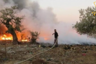 مستوطنون يحرقون أراضي ويتسببون في تدمير مركبات في برقا