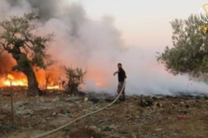 مستوطنون يحرقون أراضي ويتسببون في تدمير مركبات في برقا